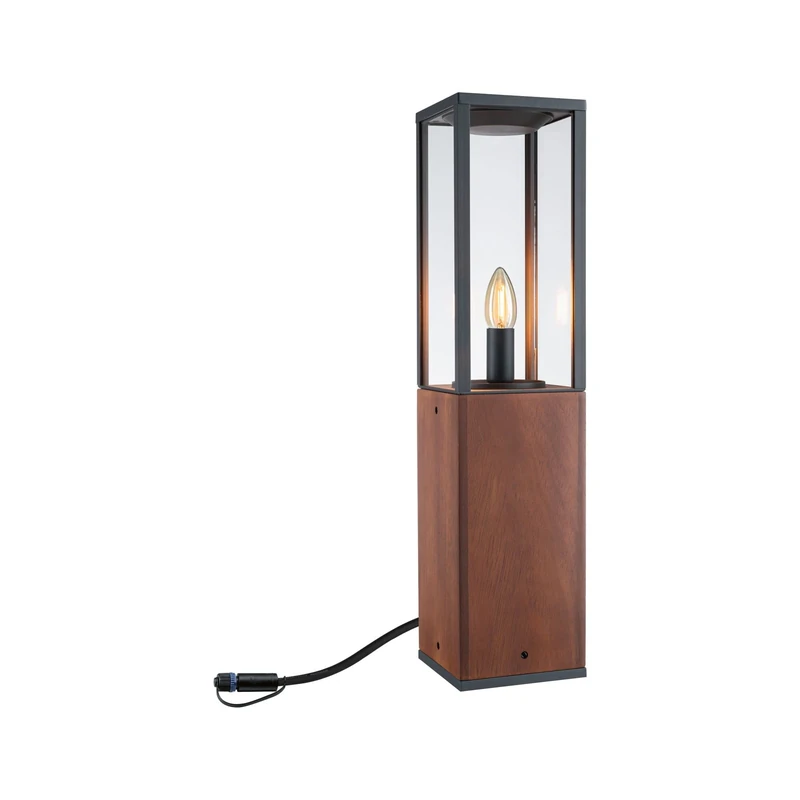 Paulmann 94674 Plug & Shine LED outdoor luminaire Bollard Venea IP44 rect. incl. 1x2W Dimmable Light object Wood E14