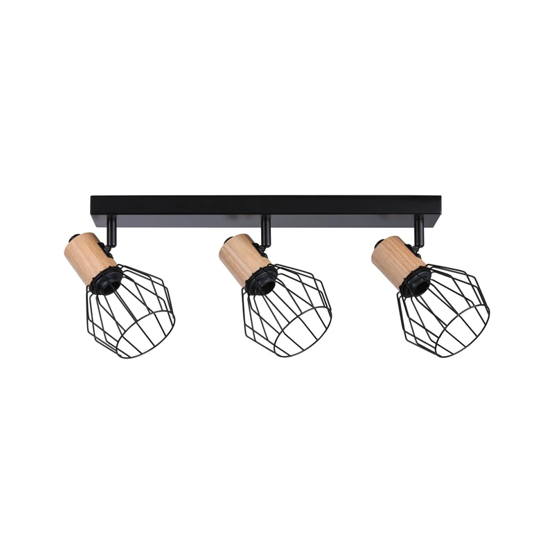 Paulmann Lanke 66768 Spotlight 3-Bulb Maximum 3X 20 Watt Ceiling Light Black/Wood Spotlight Metal E14