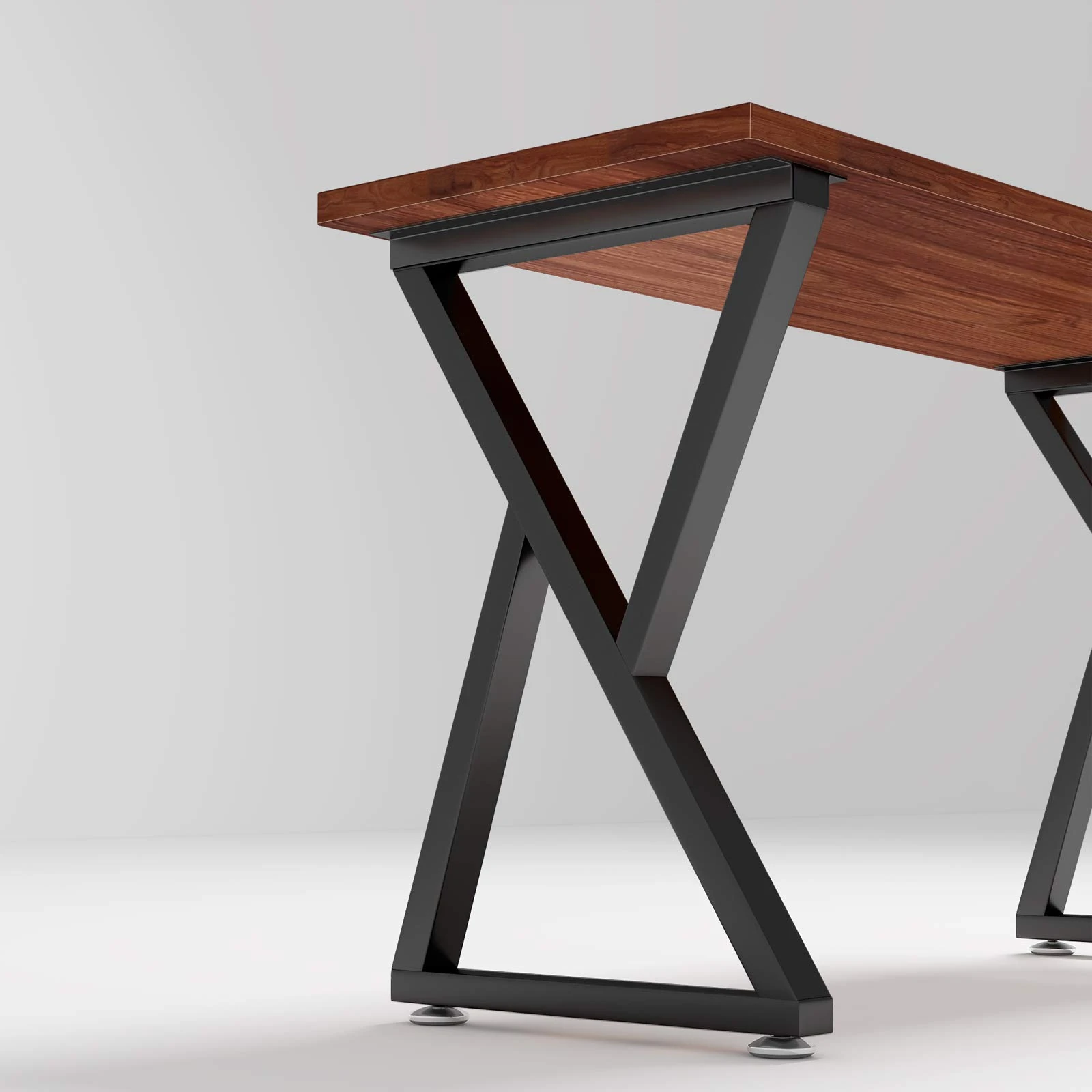 Metal Table Legs 28 inch Height x 35 inch Wide with Adjustable Protector Feet, Industrial & Rustic Style Heavy Duty Metal Furniture Legs for Desk/Table, (Bear Up to 800lb), Black, X-Shape Set of 2