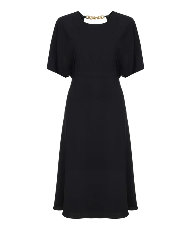 IPEKYOL Women's Dress with Metallic Accessory, Black, 16