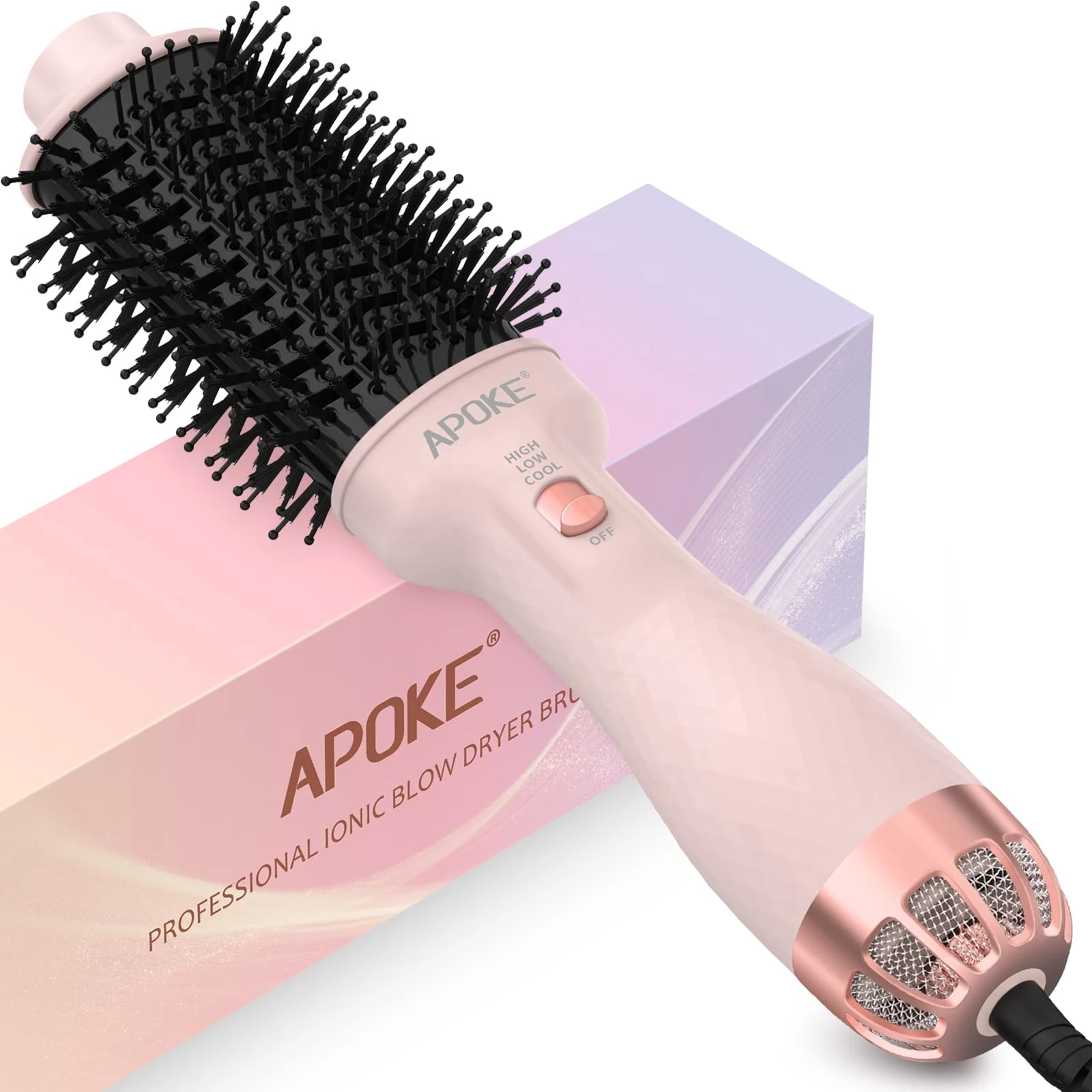 APOKE One Step Hair Dryer Brush Hot Air Stylers and Volumizer, Lightweight Hairdryer Heated Air Brush for Drying Straightening Curling Volumizing Hair