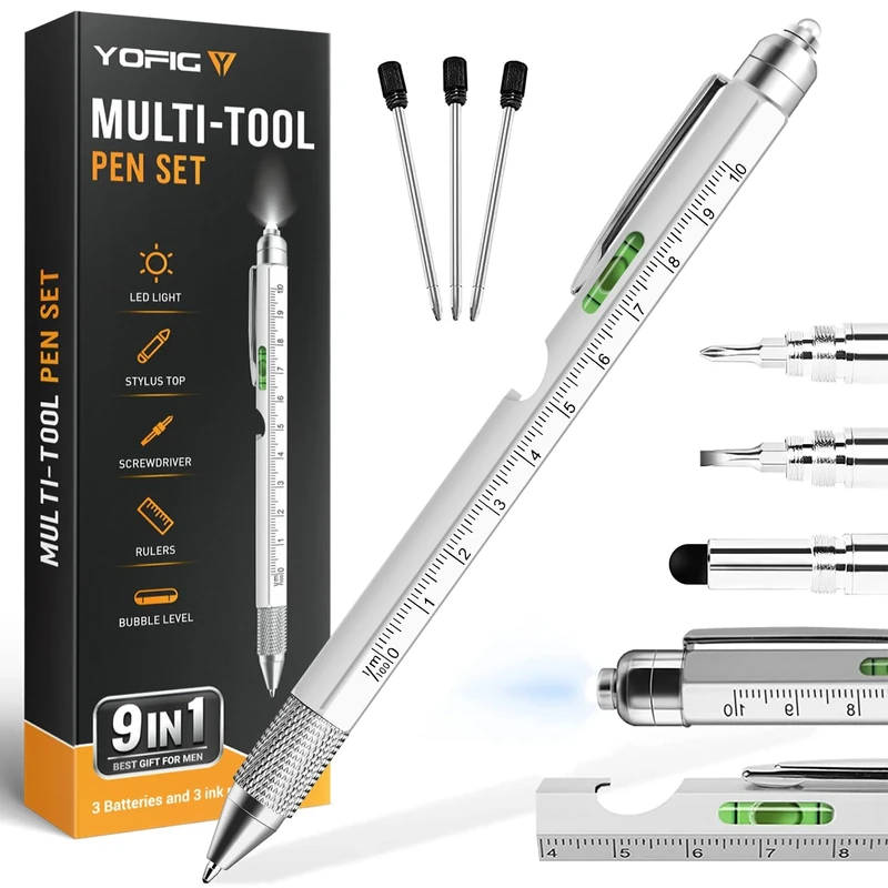 YOFIG Gifts for Men, Valentines Gifts for Him, 9 in 1 Multi Tool Pen, Mens Gift Gadgets for Men, Father's Day Gift