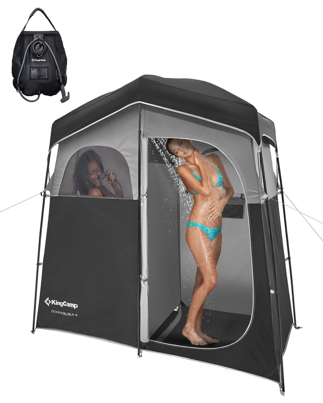 KingCamp Oversize Outdoor Shower Tents for Camping Dressing Room Portable Shelter Changing Room Shower Privacy Shelter Single/Double Shower Tent 83.8×41.7×82.6 inch