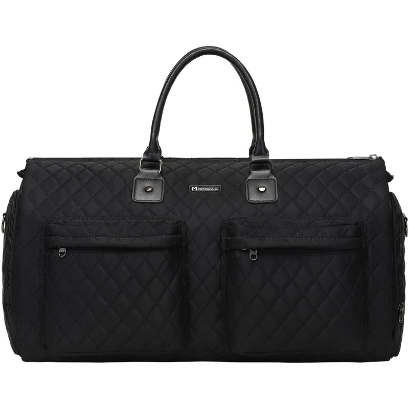 MODOKER Womens Convertible Garment Bags for Travel, Waterproof Carry On Garment Bag Garment Duffel Bag - 2 in 1 Hanging Suitcase Suit Travel Luggage Bag, Black