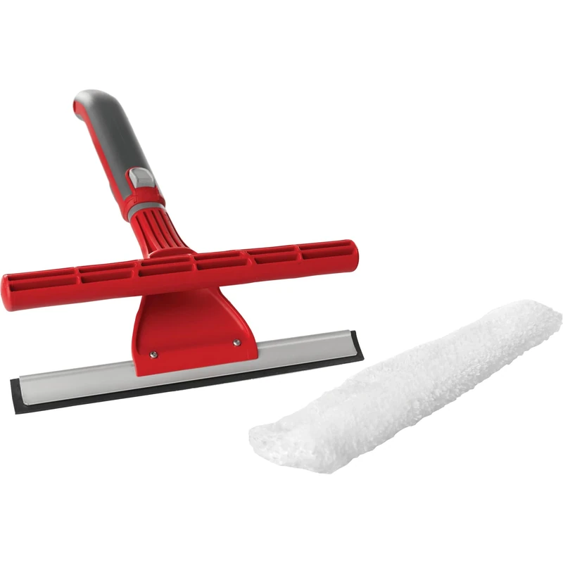 WOLF-Garten 71ANA021650 Combination Wiper with Handle KW-M / ZM015 Window Wiper & Squeegee Combined with Removable, Washable Mop Tiles, Red - Image 1