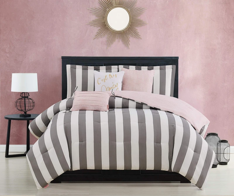 Juicy Couture Comforter Set, Polyester, Cabana Stripe, Twin