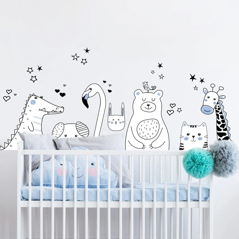 Children's Wall Stickers - Baby Room Decoration - Children's Wall Stickers - Scandinavian Wall Stickers - Sleep Watchers - H60 x L90 cm