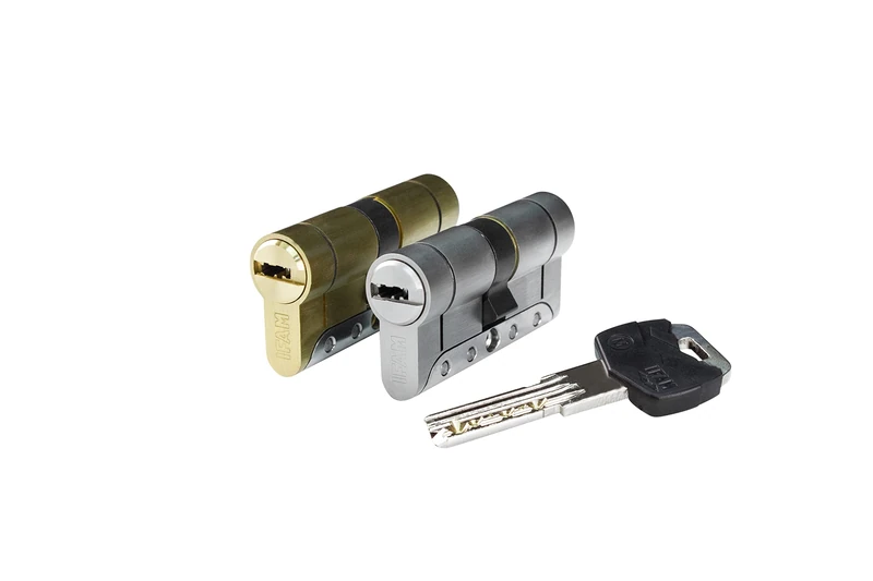 IFAM Iridium Door Cylinder, 30 x 30 mm, Cam 15 mm, Security Lock Cylinder, 5 Keys, Double Anti-Break Protection, Anti-Drill and Anti-Pick Protection, Double Anti-Bump System, European Profile, Gold