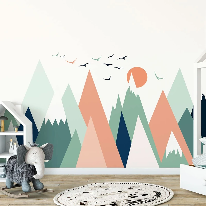 Children's Wall Stickers Baby Room Decoration Children's Wall Stickers Scandinavian Mountains Nolwenka Giant Wall Sticker H80 x L120 cm