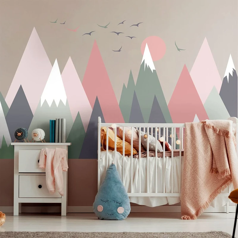 Children's Wall Stickers - Baby Room Decoration - Children's Wall Stickers - Scandinavian Mountains Girlyka - H120 x L180 cm