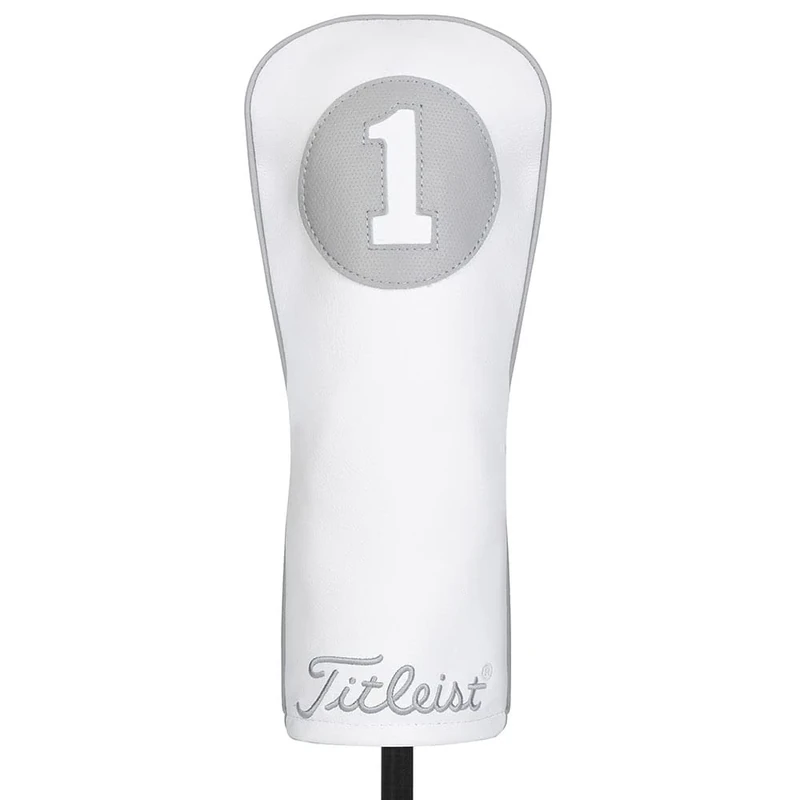 Titleist Frost Out Leather Headcover, Drive, White/Grey
