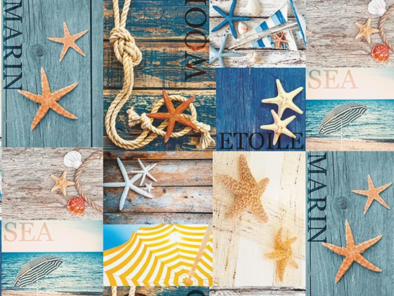 PENGO Seaside Tablecloth Roll in PVC Decorated, Mt 20 X 1.4 H, Multicolor