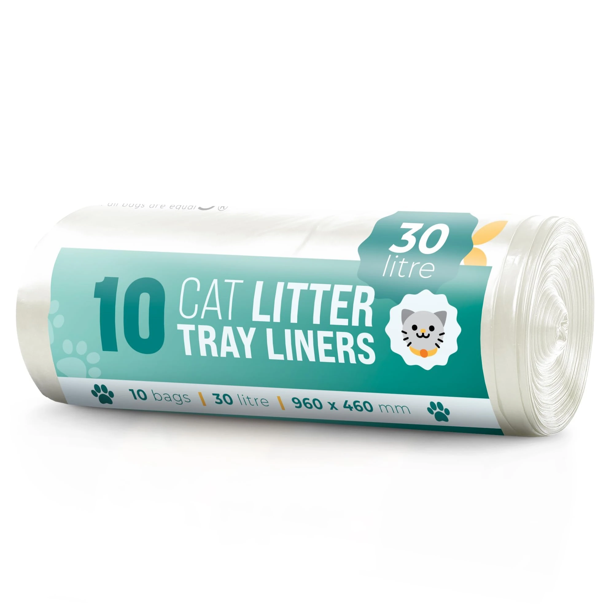 Ecobag - 10 Pack Cat Litter Tray Liners - 30L - 27 Microns - Heavy Duty Cat Litter Bags, Recycled Litter Liners, Durable Cat Tray Liners, Eco-Friendly & Easy to Dispose (960 x 460 mm)