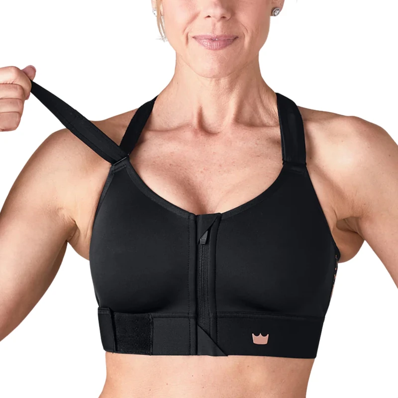 SHEFIT Flex Sports Bra for Women, Medium Impact Sports Bra, Black, XL