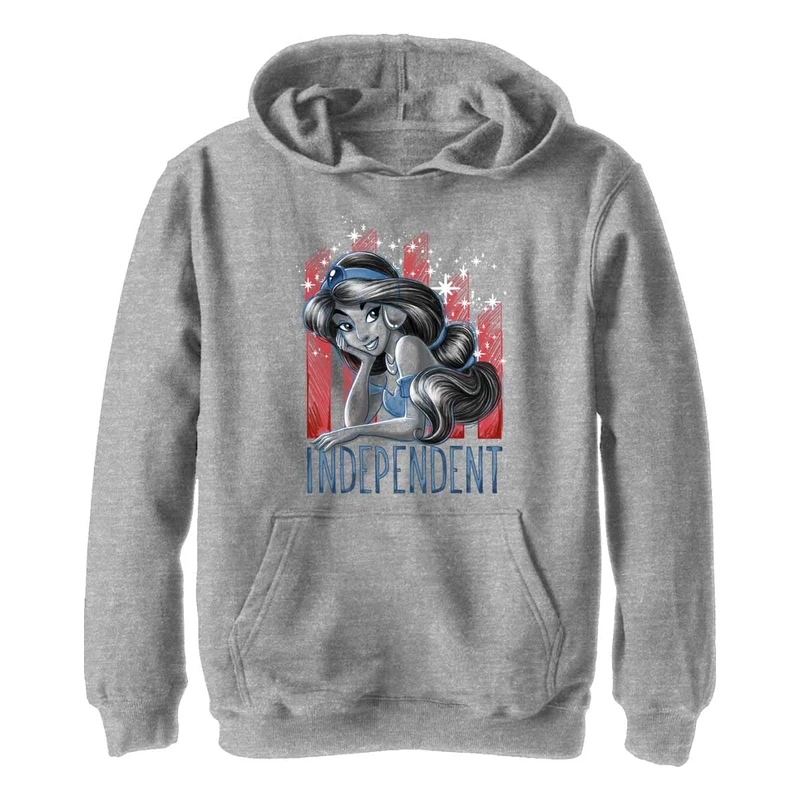 Disney Kids Princesses Independent Jas Youth Pullover Hoodie, Athletic Heather, Large, Athletic Heather, L