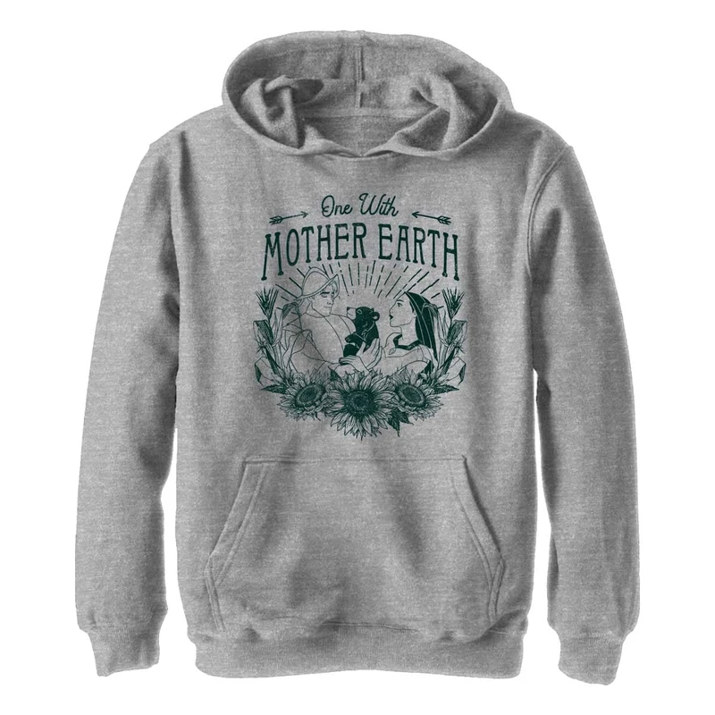 Disney Kids Princesses Respect Earth POCA Youth Pullover Hoodie, Athletic Heather, Small, Athletic Heather, S