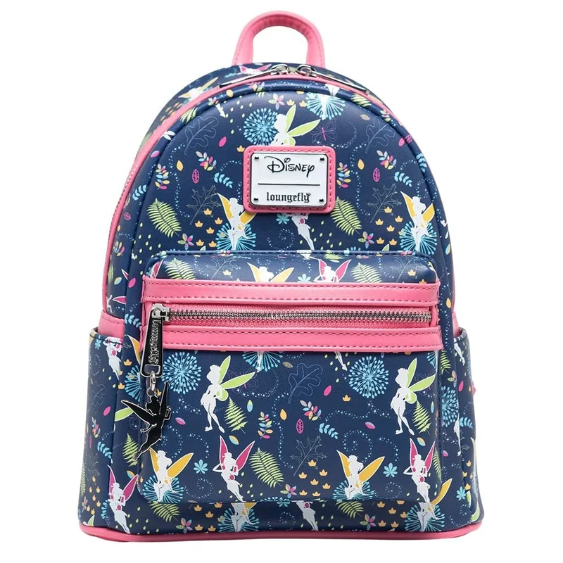 Loungefly Women's Disney Pink Tinkerbell Glow in the Dark Allover Print Backpack, Multi, One Size