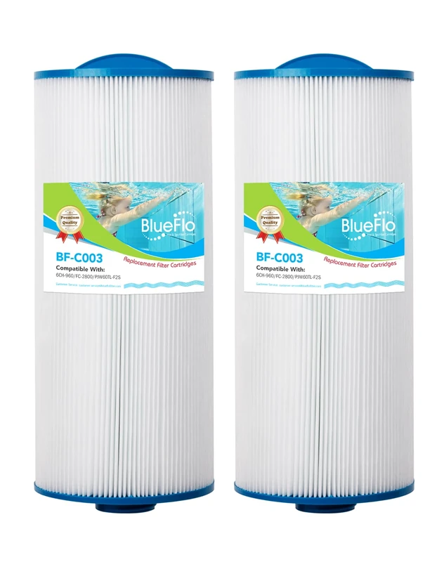 BLUEFLO Pool and Spa Filter Cartridge Replacement for Unicel 6CH-960, Filbur FC-2800, PJW60TL-F2S，Pack of 2