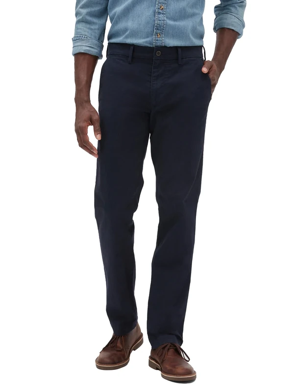 GAP Men's Essential Straight Fit Khaki Chino Pants, New Classic Navy, 32W x 32L