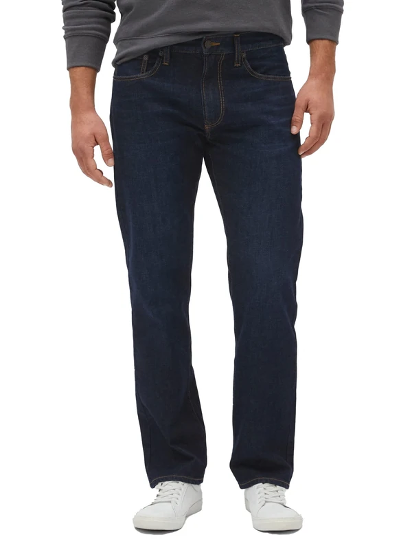 GAP Men's Straight Fit Denim Jeans, Dark Wash, 36W x 32L - Image 1