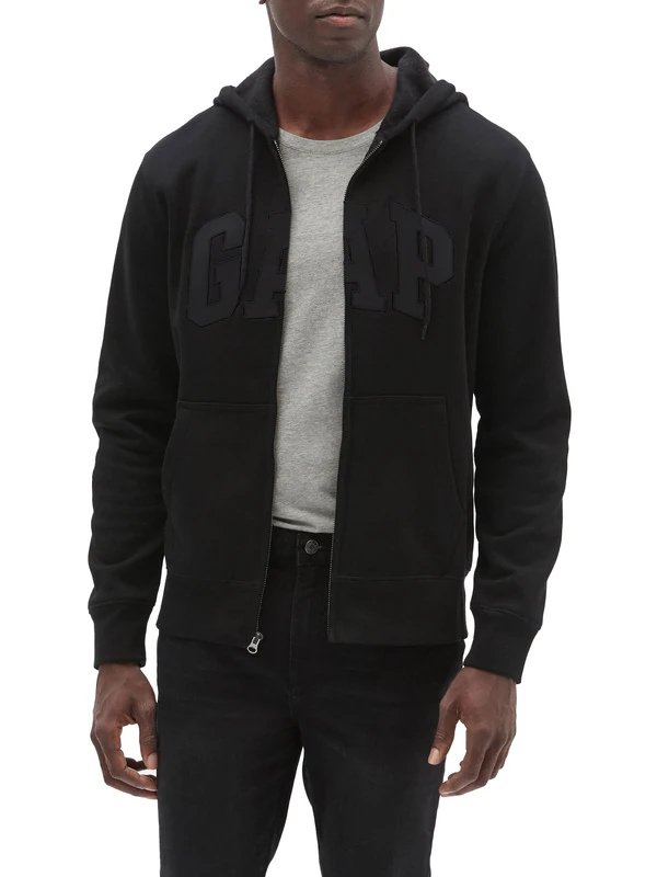 GAP Men's V-FA CHL Arch Fz Hooded Sweatshirt, True Black, L