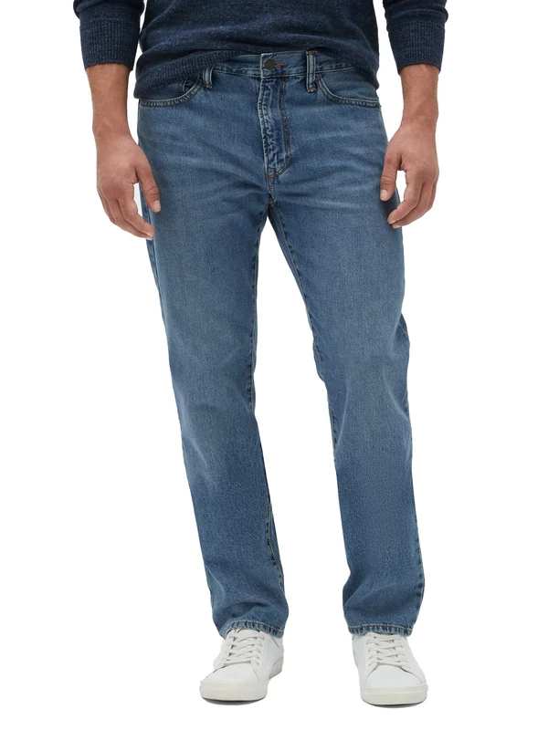 GAP Men's Straight Fit Denim Jeans, Medium Wash, 34W x 30L