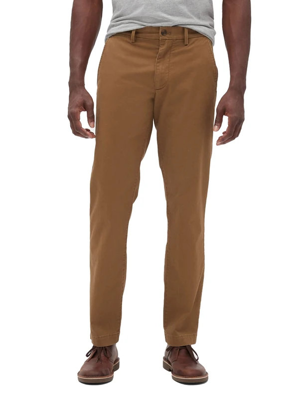 GAP Men's Essential Straight Fit Khaki Chino Pants, Palomino Brown Global, 34W x 30L