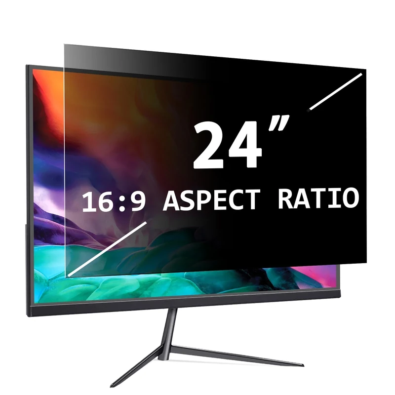 PYS Removable Computer Privacy Screen Filter,Compatible with 24 inch iMac Monitor,Frameless Monitor,Touch Screen Monitor-16:9 Aspect Ratio - Easy On/Anti-Glare/Anti-Scratch/UV-Blocking/widescreen