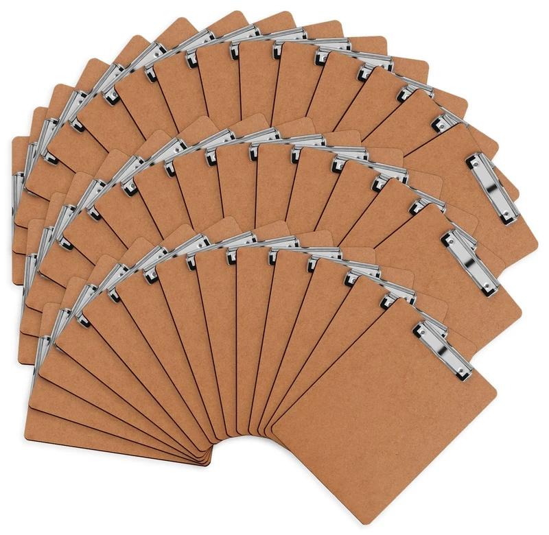 HERKKA Clipboards, 42 Pack Hardboard Office Clipboards Low Profile Clip Standard A4 Letter Size, ECO Friendly