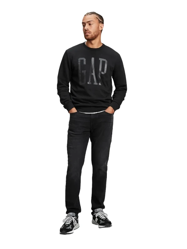 GAP Men's Straight Taper Fit Denim Jeans, Washed Black, 32W / 30L