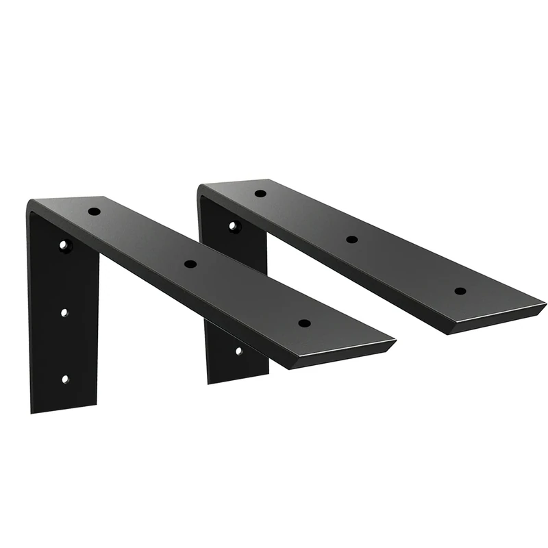 WINKER Countertop Support Bracket 2 Pack Heavy Duty 3/8" Thick Hidden L Shelf Bracket 12" x 6" x 2.5" Metal Corbels for Quartz/Granite/Wood/Concrete/Laminate Countertops, Black