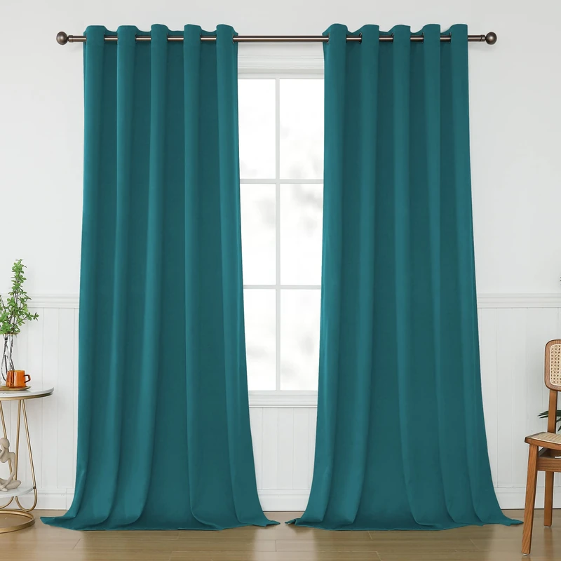 KEQIAOSUOCAI Teal Curtains 72 Inches Wide by 96 Inches Long for Bedroom - Room Darkening Grommet Extra Wide Windows Curtains Drapes for Living Room, 2 Panels, Teal, 72W x 96L