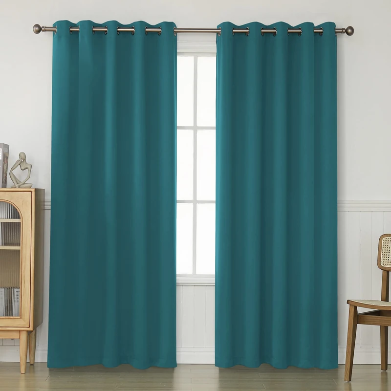KEQIAOSUOCAI Teal Blackout Curtains 72 Inches Wide by 84 Inches Long for Bedroom - Room Darkening Grommet Extra Wide Windows Curtains Drapes for Living Room, 2 Panels, Teal, 72W x 84L