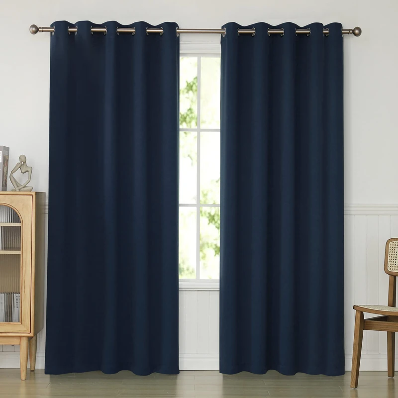 KEQIAOSUOCAI Navy Blue Curtains 72 Inches Wide by 84 Inches Long for Bedroom - Room Darkening Grommet Extra Wide Windows Curtains Drapes for Living Room, 2 Panels, Navy, 72W x 84L