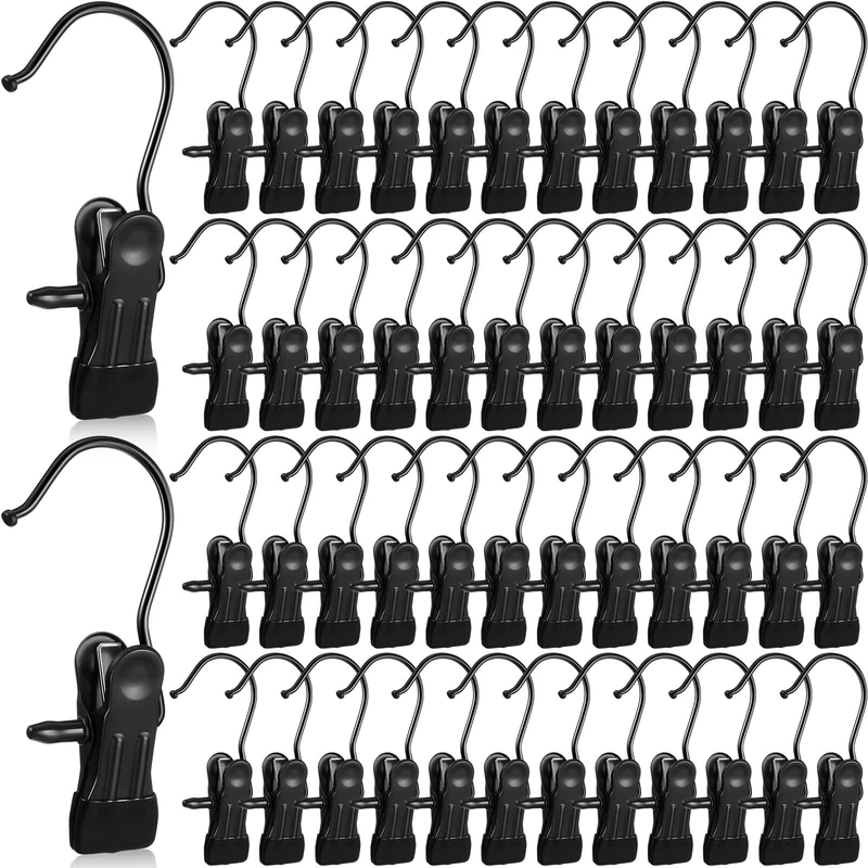 100 Pieces Boot Hanger for Closet Portable Laundry Hanging Hooks with Clips Multifunctional Hangers Organizer Clip Home Travel Space Saving for Boots Jeans Hats Towels (Electrophoresis Black)