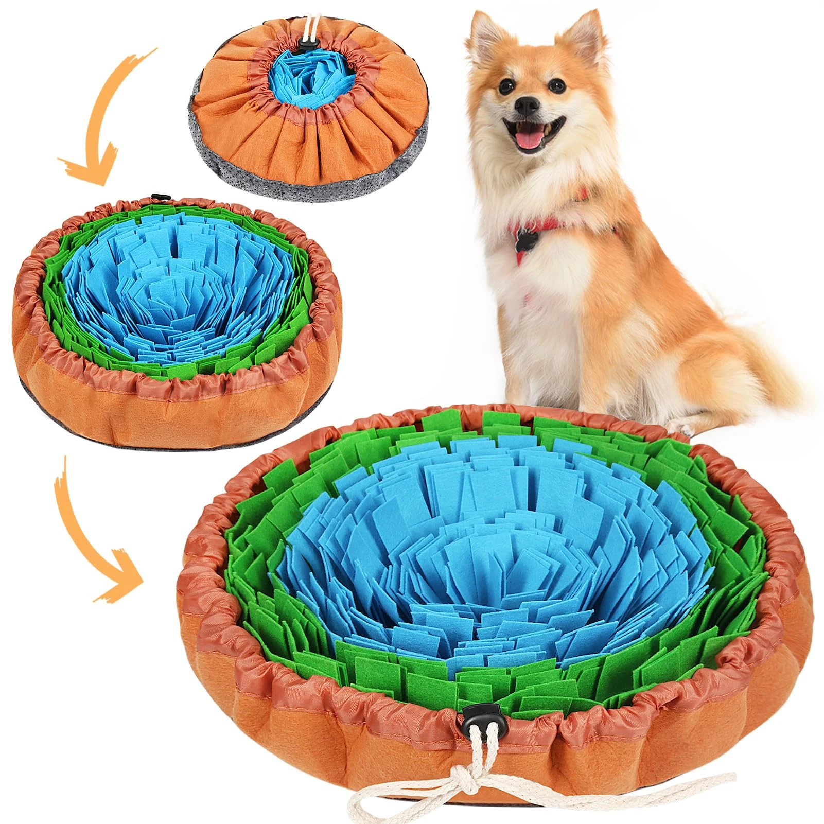 Vivifying Snuffle Mat - Durable, Washable Interactive Game Toy for Large Dogs and Puppies (18in / 46cm Diameter)