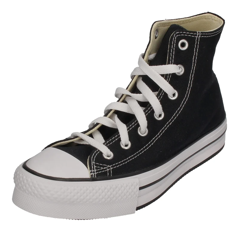 Converse All Star Eva Lift Hi Jnr Platform Trainers Black White - 3 UK