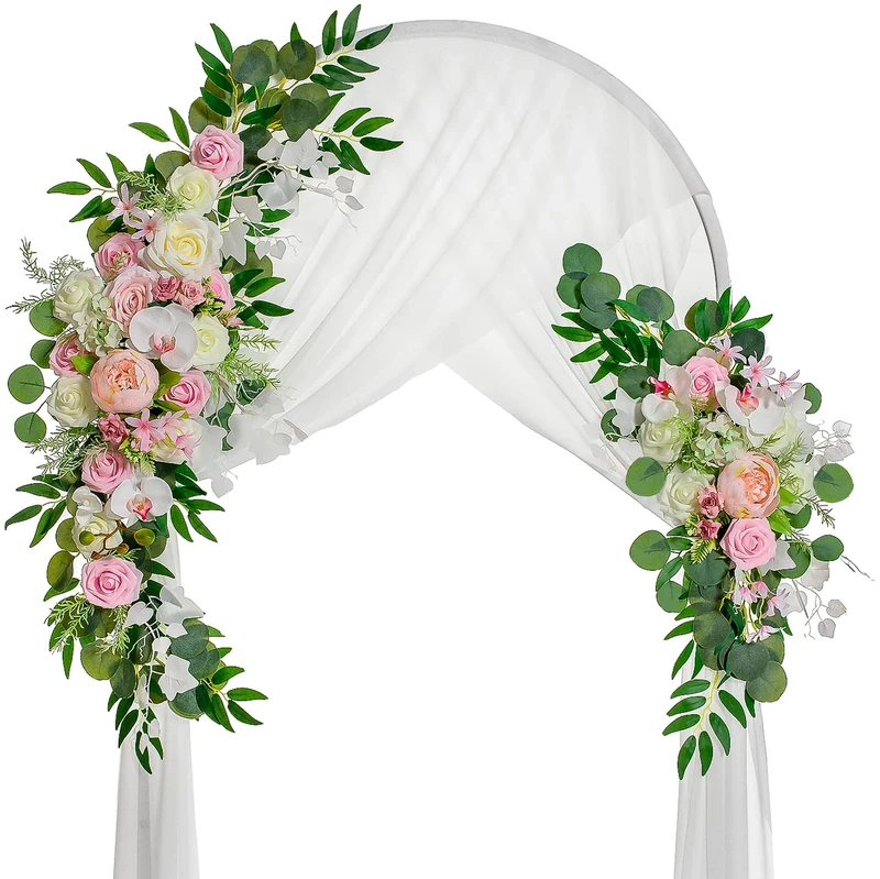 Lisuun Wedding Arch Flowers, Artificial Flowers for Decoration, Large Flower Swag for Boho Styles Wedding Ceremony Floral Decor - Pack of 2