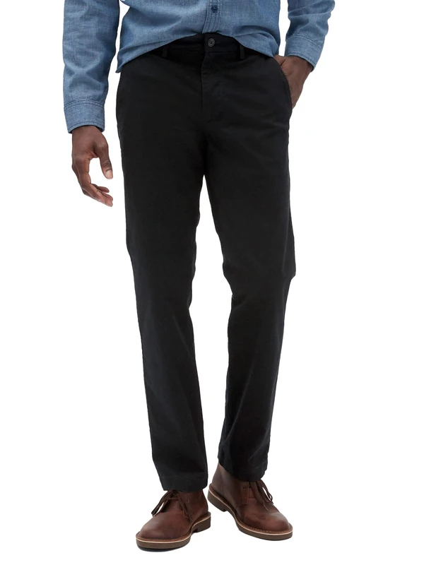 GAP Men's V-Essential Khaki Straight Fit, True Black, 34W x 30L