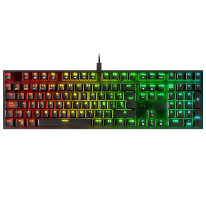 Oversteel - KOVAR USB Gaming Keyboard, RGB Backlight, Outemu Red Mechanical Switch, Anti-Ghosting, Spanish Layout PC/MAC/Android