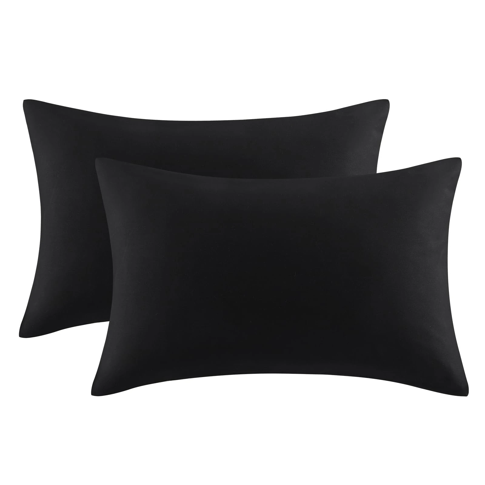 Aisbo Black Pillow Cases 2 Pack - Standard Plain Pillowcases Set of 2, Soft Pair of Microfiber Pillow Cover with Envelope Closure 50x75 cm