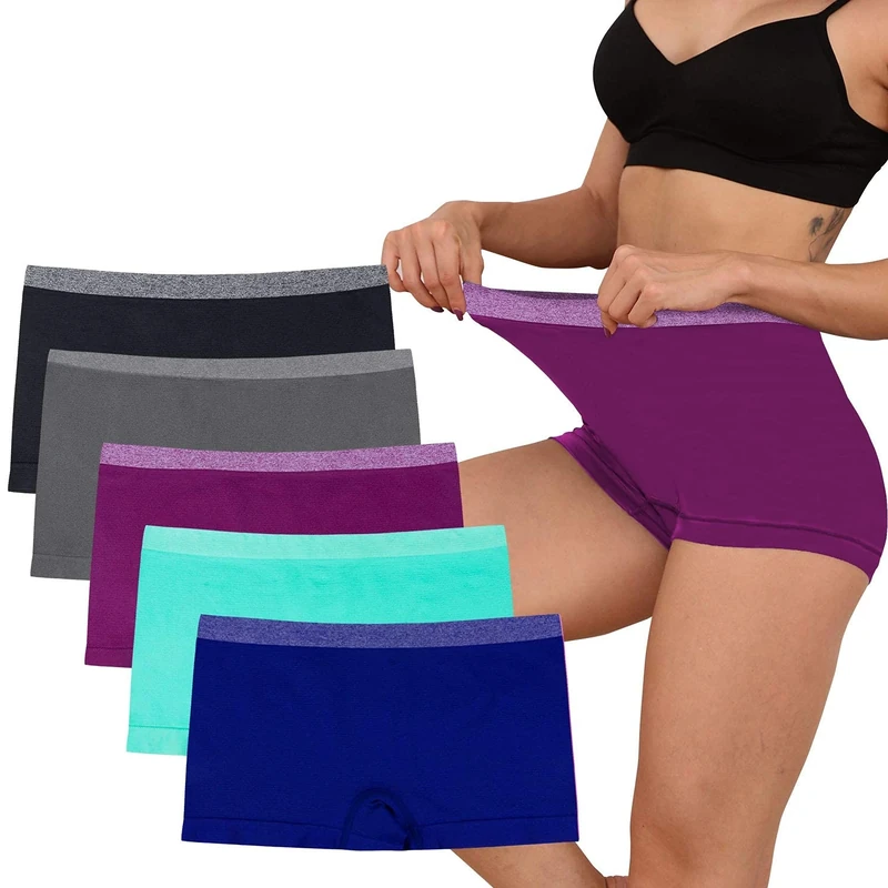 R RUXIA Women's Boyshort Panties Seamless Underwear No Show Cheeky Panty Soft Stretch Boxer Briefs