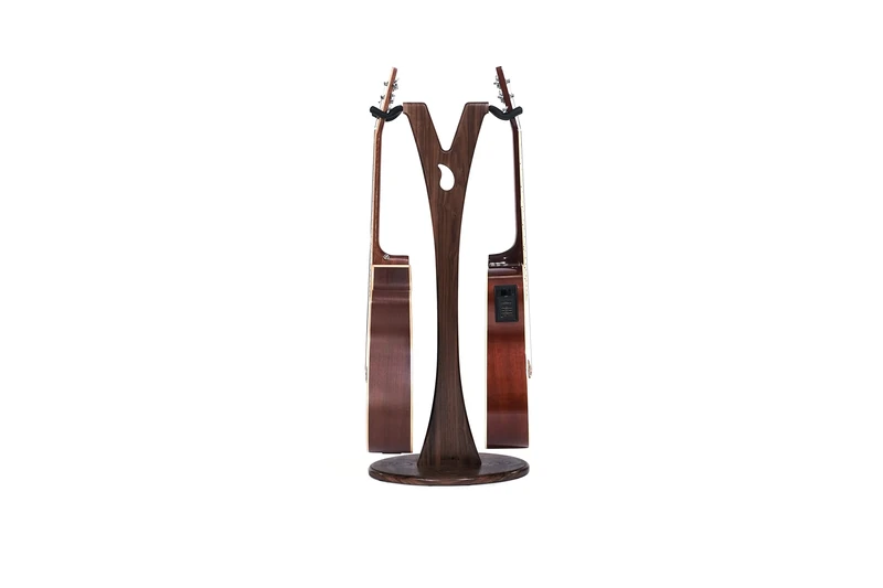 Ruach GS-1 Dual Acoustic and Electric Wooden Guitar Stand - Walnut - Image 1