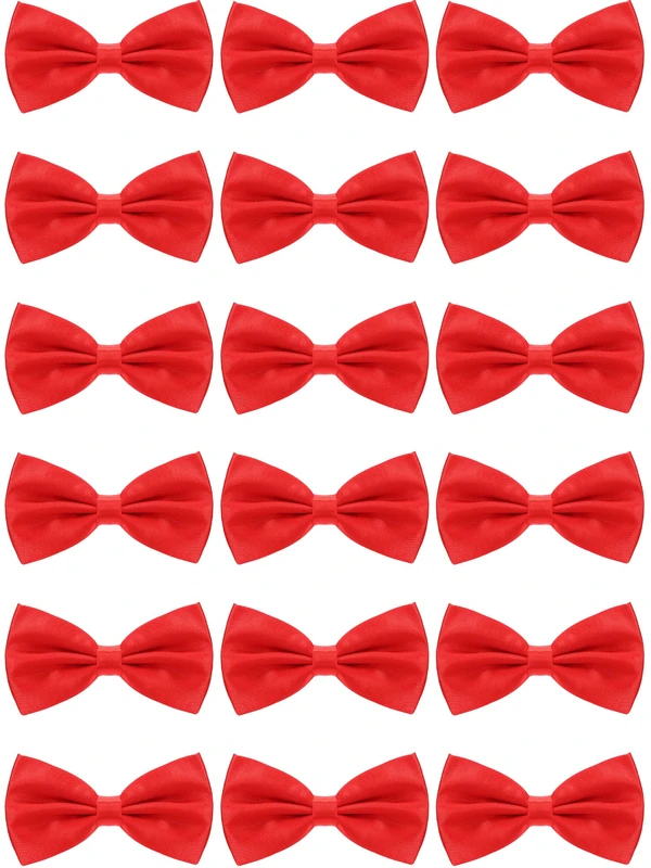 Geyoga 24 Pieces Men's Bow Ties Formal Satin Solid with Adjustable Neck Band Bow Ties for Men, Red, One size - Image 1