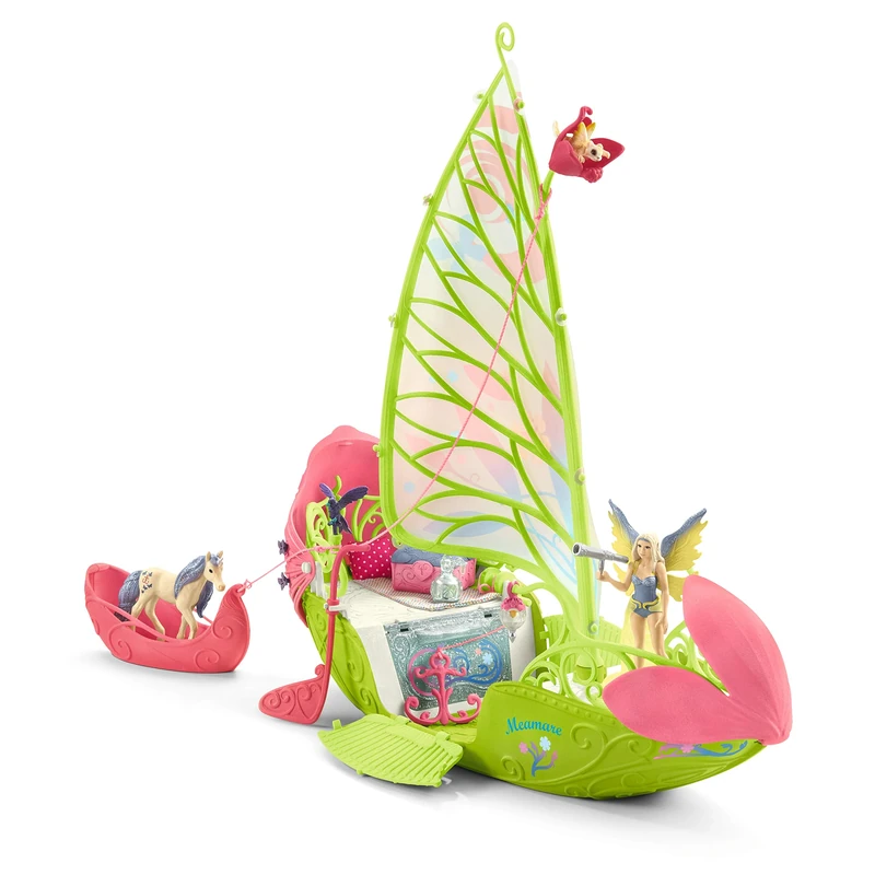 SCHLEICH BAYALA — Sera's Magical Flower Boat Playset, 40-Piece Boat Play Set with Fairy Figurine, Unicorn Figurine and Treasure Chest, Fairy Toys for Girls & Boys Ages 5+