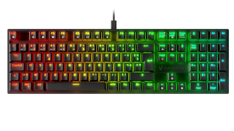Oversteel - KOVAR USB Gaming Keyboard, RGB Backlit, Outemu Red Mechanical Switch, Anti-Ghosting, Layout French PC/MAC/Android