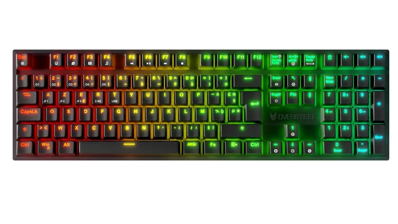 Oversteel - KOVAR Wireless Gaming Keyboard, RGB Backlit, Mechanical Switch Outemu Red, Anti-Ghosting, French Layout PC/MAC/Android