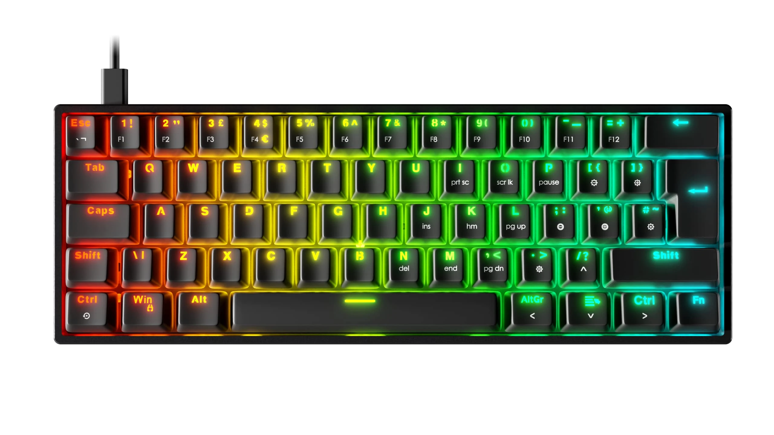 Oversteel - KOVAR USB gaming keyboard, 60% compact, RGB backlit, Outemu Red mechanical switch, Anti-Ghosting, English PC/MAC/Android layout
