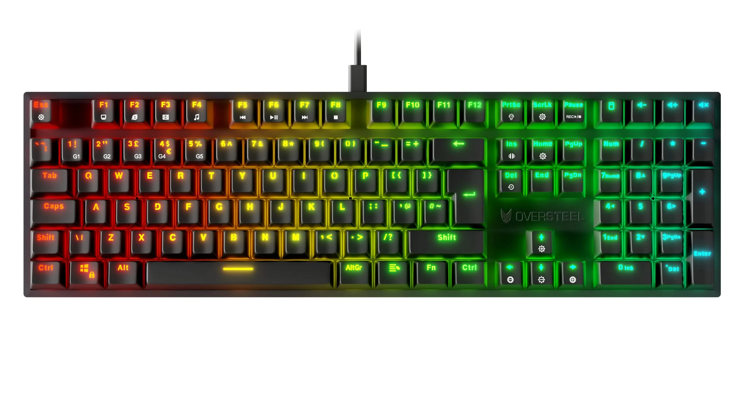 Oversteel - KOVAR USB Gaming Keyboard, RGB Backlit, Outemu Red Mechanical Switch, Anti-Ghosting, English Layout PC/MAC/Android