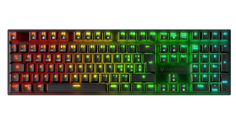 Oversteel - KOVAR Wireless Gaming Keyboard, RGB Backlit, Mechanical Switch Outemu Red, Anti-Ghosting, Italian Layout PC/MAC/Android